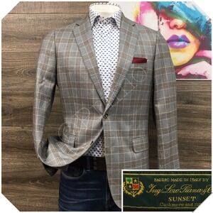 J HILBURN Mens Cashmere Blazer Sport Coat Casual Jacket Size 40R Tailored Suit